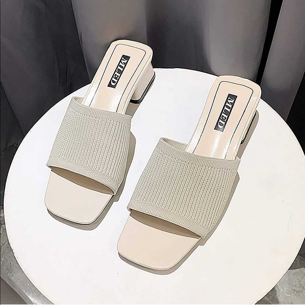 👡 Comfy Woven Slip On Low Heel Mules Sandals - Picture 4 of 8